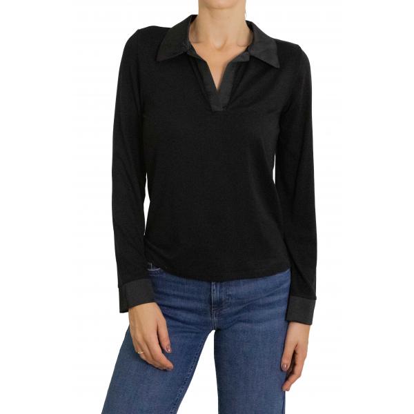 Maglia con colletto tinta unita 